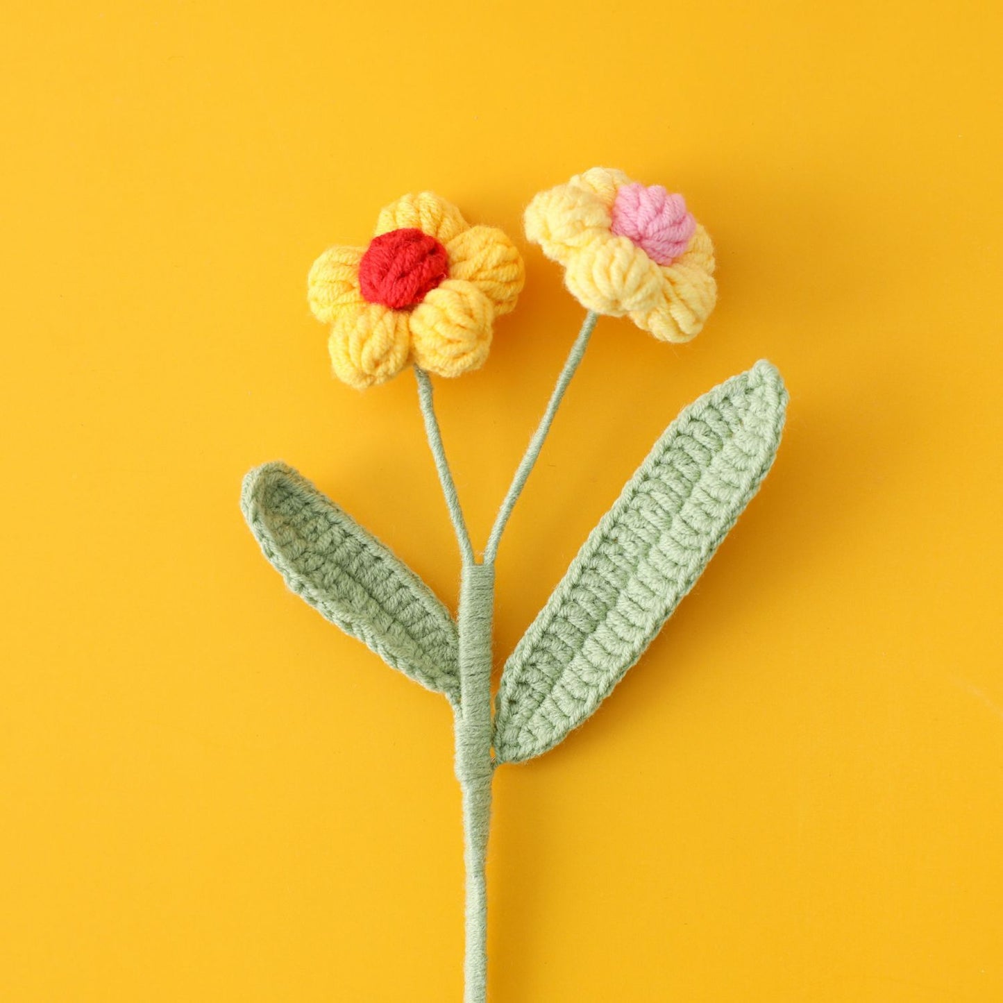 Trendy Instagram-style Double-Headed Yarn Crochet Puff Flower, Ready-Made Flower Branch, Planting Material, Art Flower Basket, Flower Arrangement, Birthday Gift