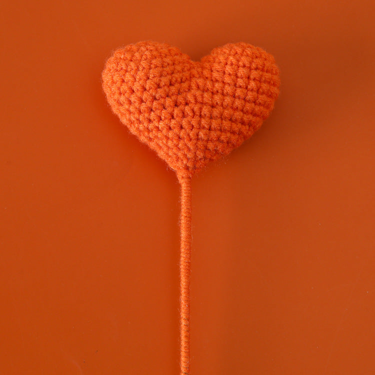 Crocheted Yarn Love Heart - Single Finished Piece, Ideal as a Birthday Gift, Match for DIY Bouquet Making, Perfect for Gifting to Your Girlfriend