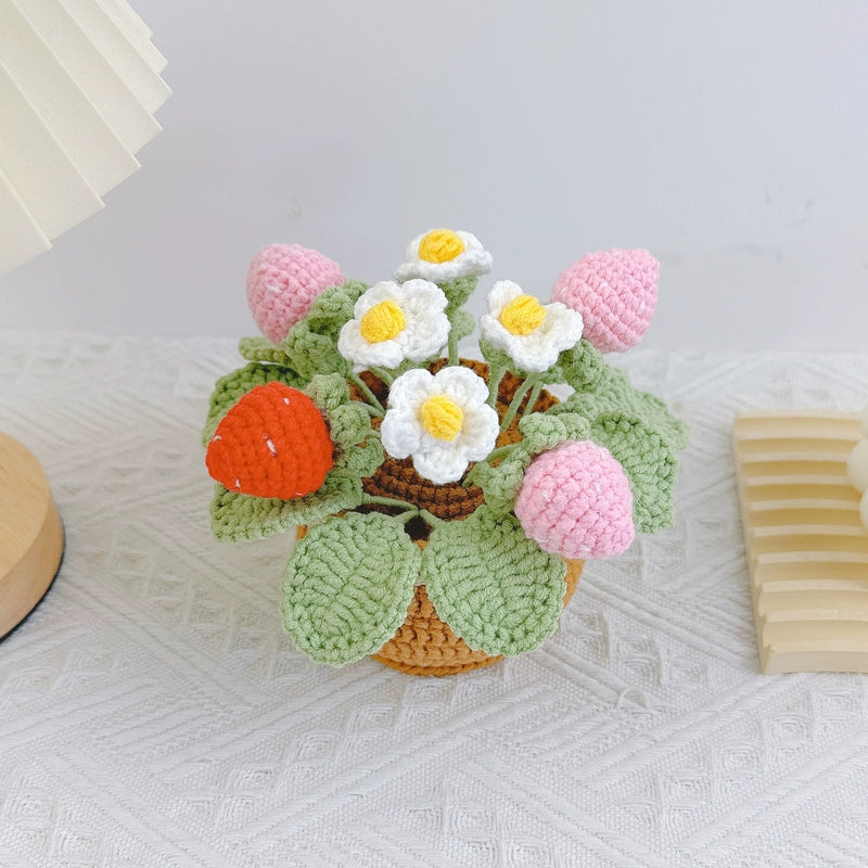 Crochet Sunflower Yarn Bouquet - Small Potted Handmade Forever Flower for Gifts & Decoration