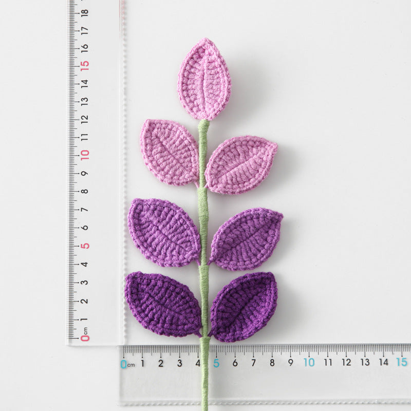 Stylish Home Decor, Crocheted Yarn-Woven Gradient Colored Leaf Flower Branch, Ideal for Decorating Stores, Showcases, and Shop Windows