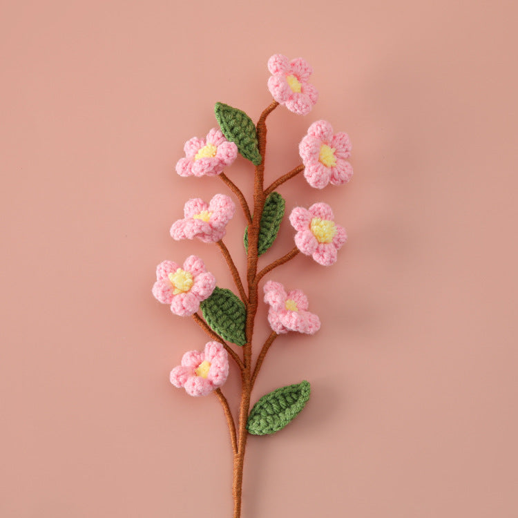 Peach and Plum Blossoms Abound: Crocheted Multi-Headed Peach Flower Branches - Perfect for Bring Luck, Capturing the Hearts of Young Girls, and Serving as Bridesmaid's Bouquets