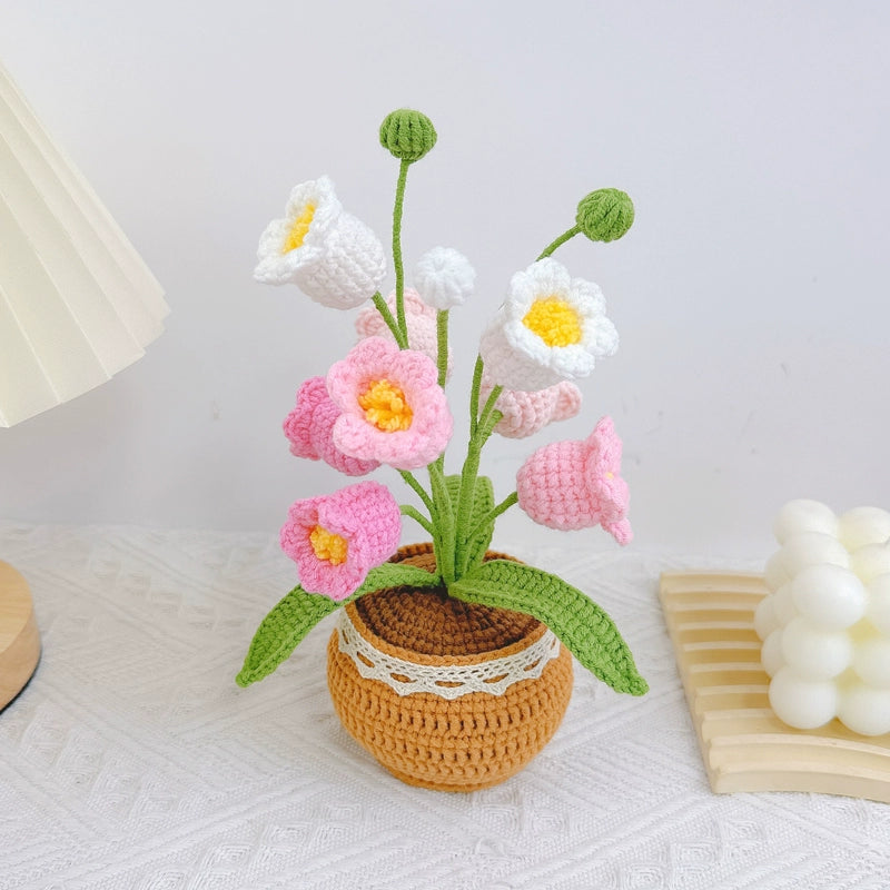 Crochet Sunflower Yarn Bouquet - Small Potted Handmade Forever Flower for Gifts & Decoration