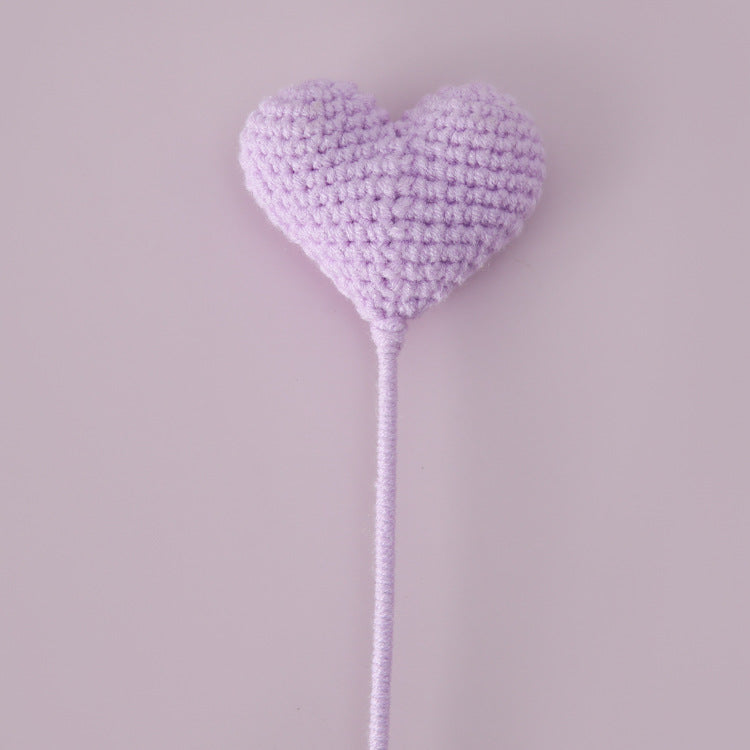 Crocheted Yarn Love Heart - Single Finished Piece, Ideal as a Birthday Gift, Match for DIY Bouquet Making, Perfect for Gifting to Your Girlfriend