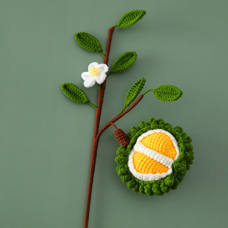 Creative Handcrafted Crocheted Fruit Flower Branches: Fruit Bouquet with Banana, Durian, Grapes, Loquat, and Starfruit