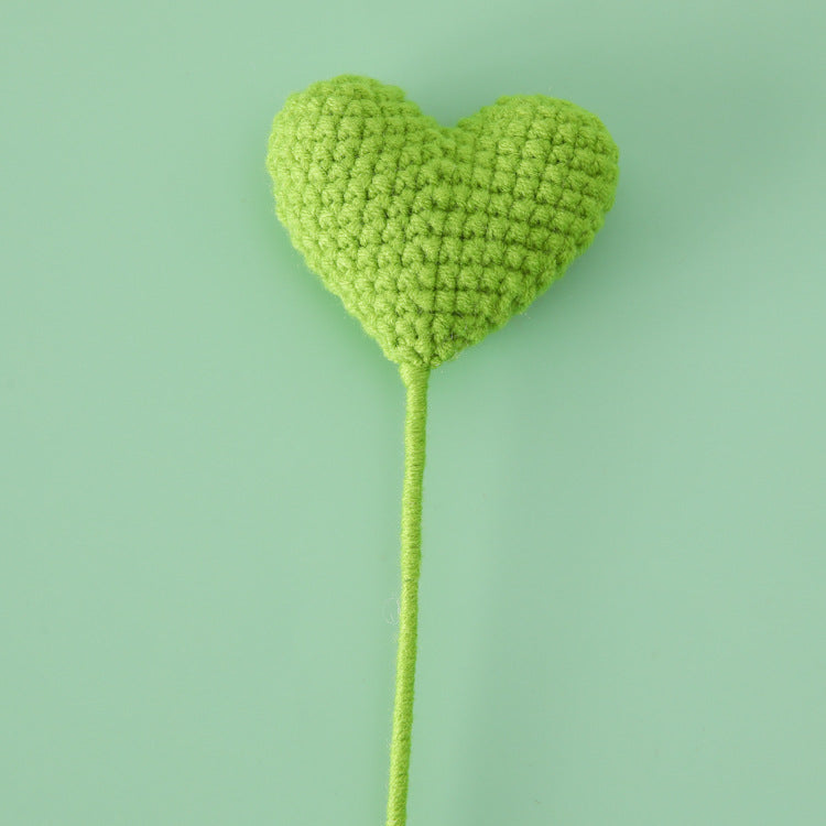 Crocheted Yarn Love Heart - Single Finished Piece, Ideal as a Birthday Gift, Match for DIY Bouquet Making, Perfect for Gifting to Your Girlfriend