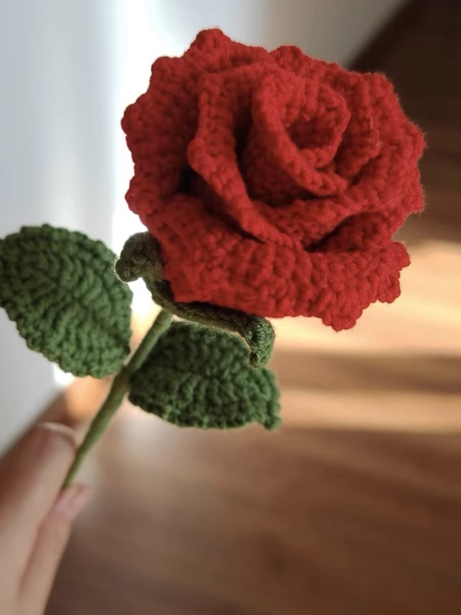 ONE FLOWER Finished Crochet Handcrafted Crochet Rose Bouquet, Gift Idea,Home Decor,Mom Gifts, Housewarming Girlfriend Gifts