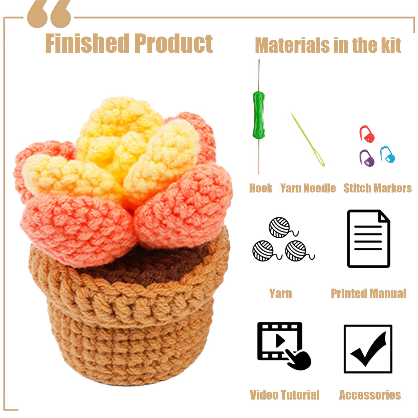 New Arrival: DIY Crochet Material Kit for Beginners - Create Your Own Cactus and Succulent Potted Plants