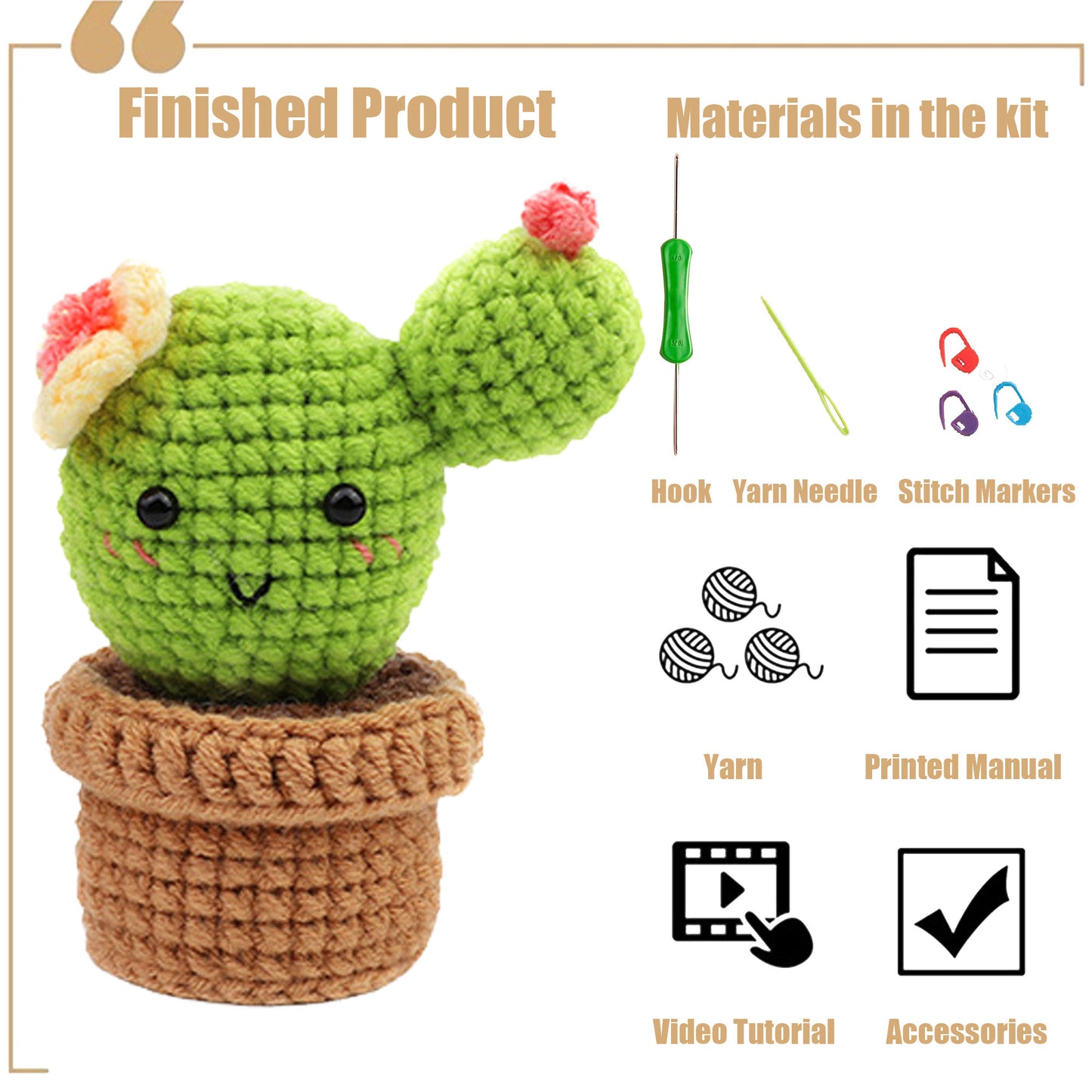 New Arrival: DIY Crochet Material Kit for Beginners - Create Your Own Cactus and Succulent Potted Plants