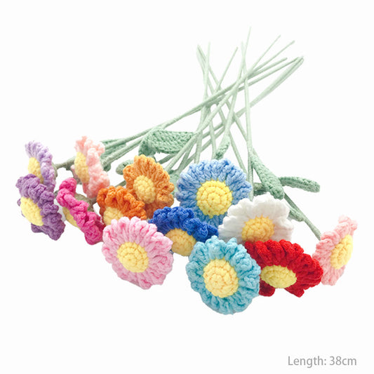 Handmade Crochet Yarn Single Flower/Bouquet: Forget-Me-Not, Lily of the Valley, Carnation, Tulip, Puff Blooms, Daisies