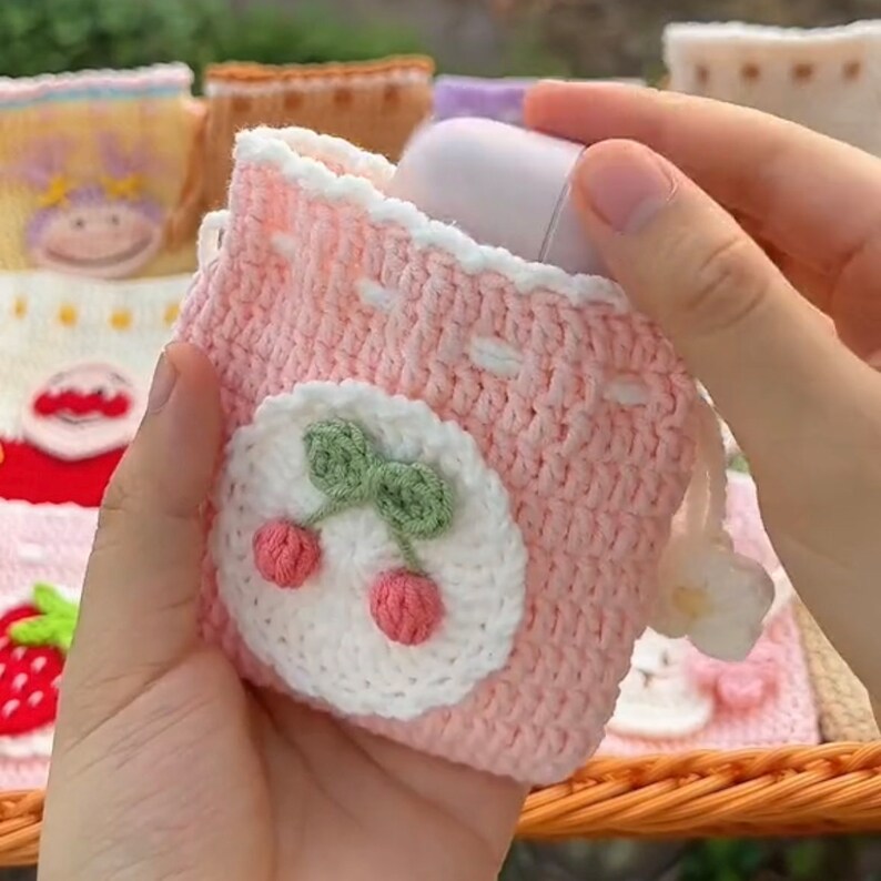 New DIY Handmade Crochet Material Kit - 2 Pouches PDF Patterns Step By Step Video for Crocheting Headphone Pouches and Coin Purses,