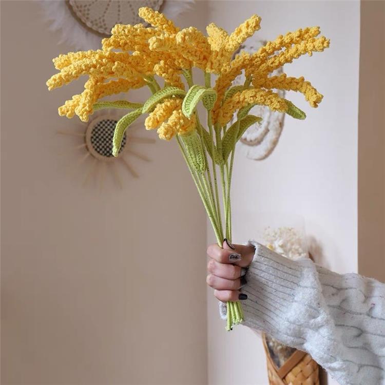 AA Handmade Crochet Golden Wheat Ear Hook Needle Yarn Big Wheat Bouquet DIY Housewarming Gift