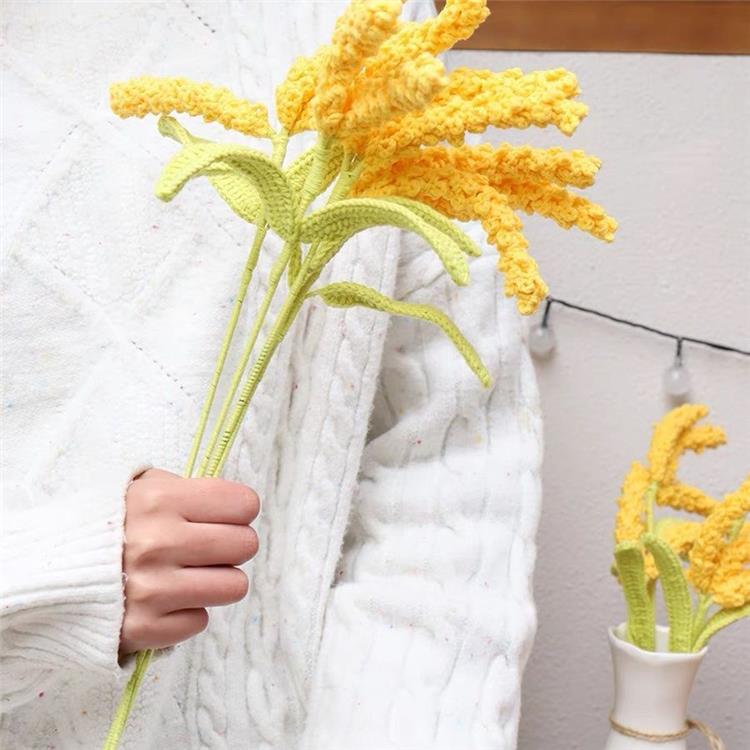 AA Handmade Crochet Golden Wheat Ear Hook Needle Yarn Big Wheat Bouquet DIY Housewarming Gift