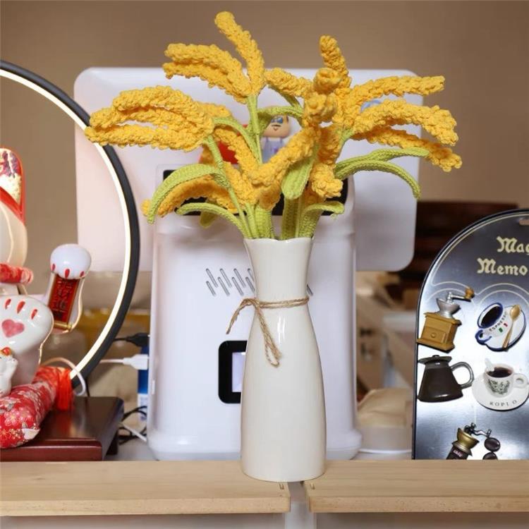 AA Handmade Crochet Golden Wheat Ear Hook Needle Yarn Big Wheat Bouquet DIY Housewarming Gift