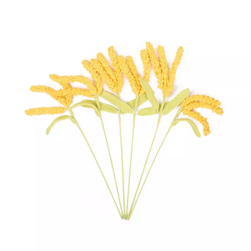 AA Handmade Crochet Golden Wheat Ear Hook Needle Yarn Big Wheat Bouquet DIY Housewarming Gift